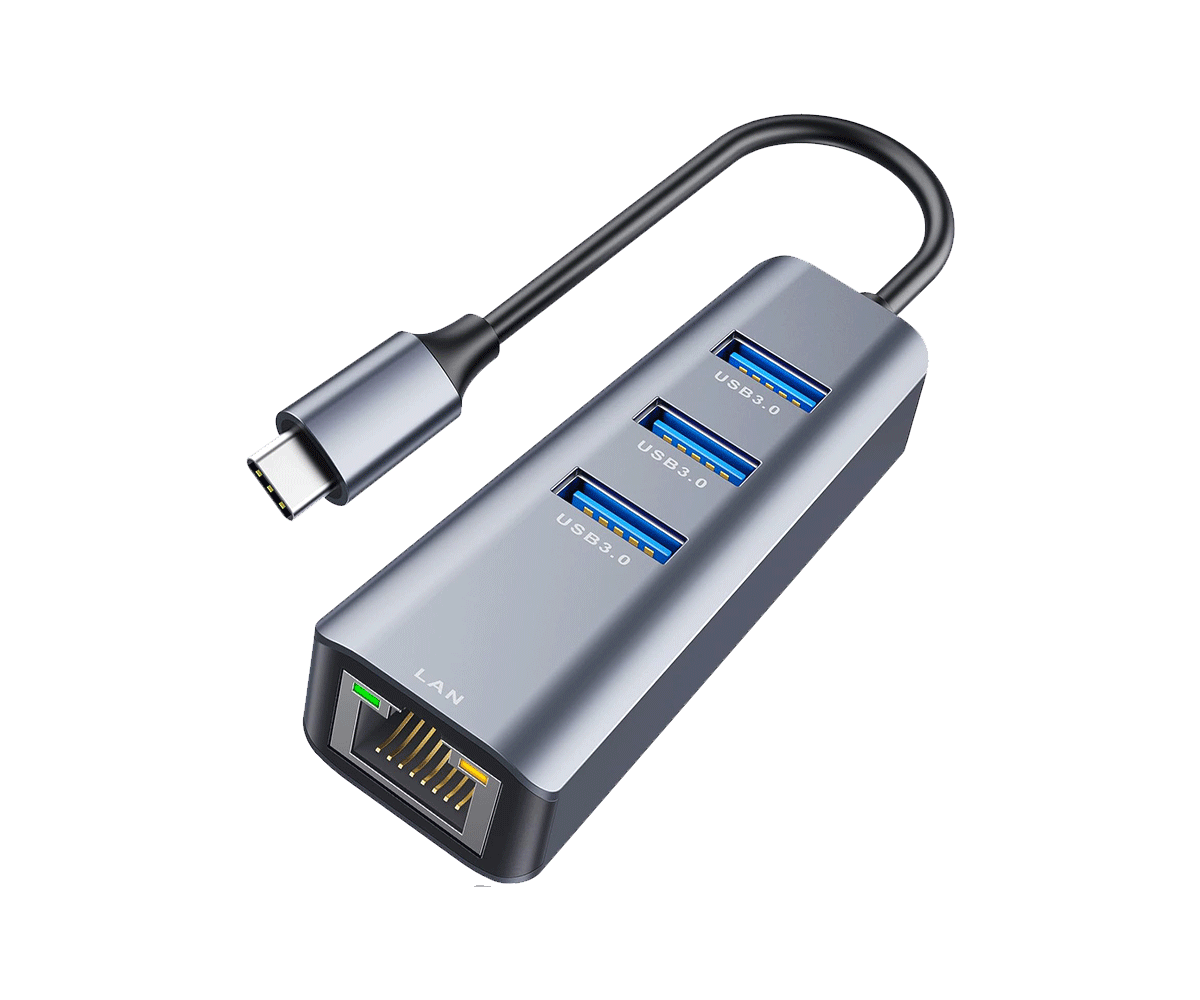 USB-C to Ethernet + 3 x USB-A